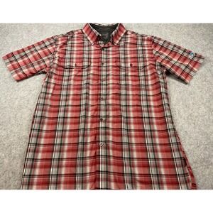 Kuhl Eluxur Mens Medium Red Plaid Short Sleeve Button Down Hiking Shirt